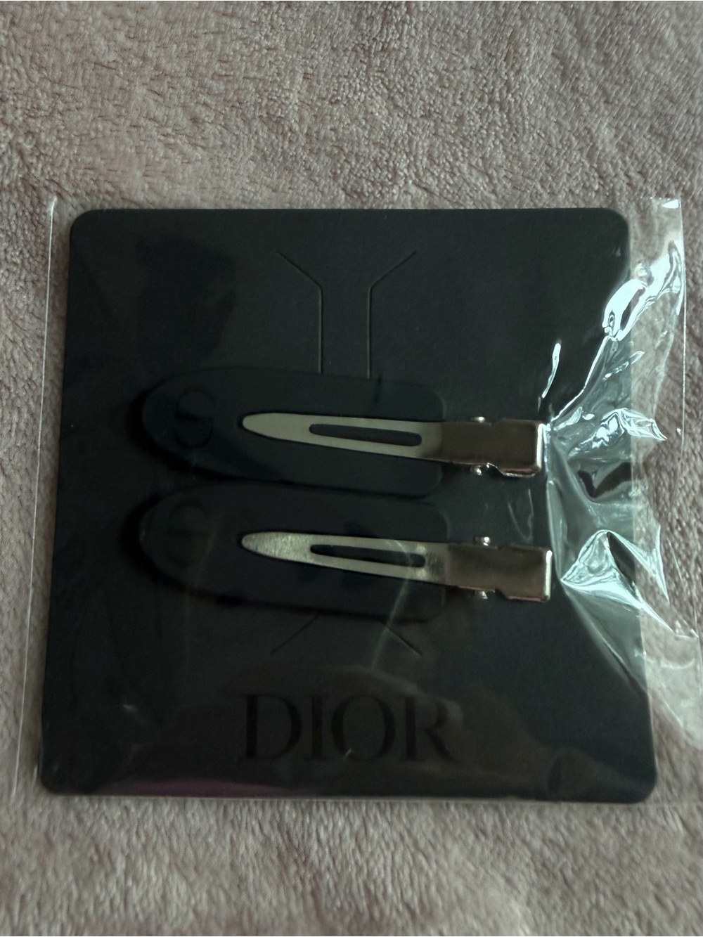 Dior Black Snap Hair Clips with Silver Accents